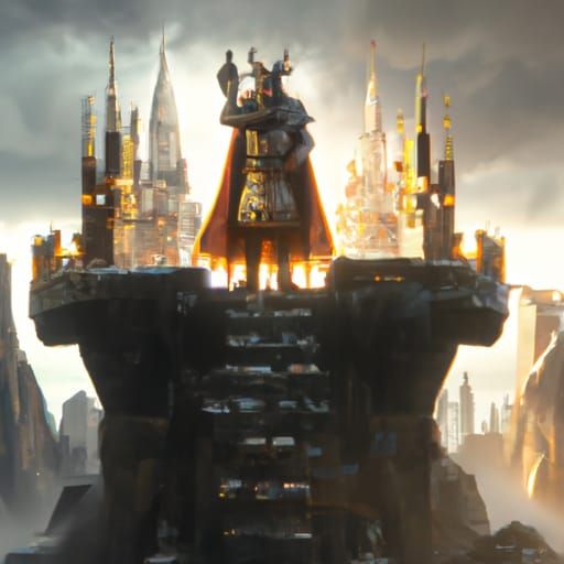 Majestic King's Statue in Detailed Matte Painting