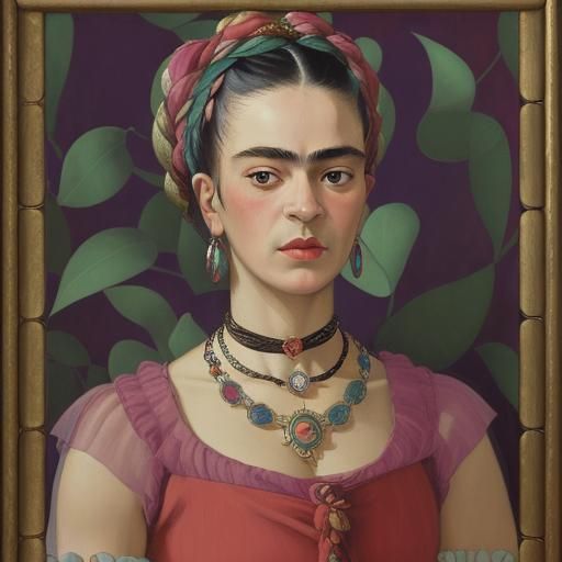 Frida Kahlo as Madame Pompadour in Tiffany Glass