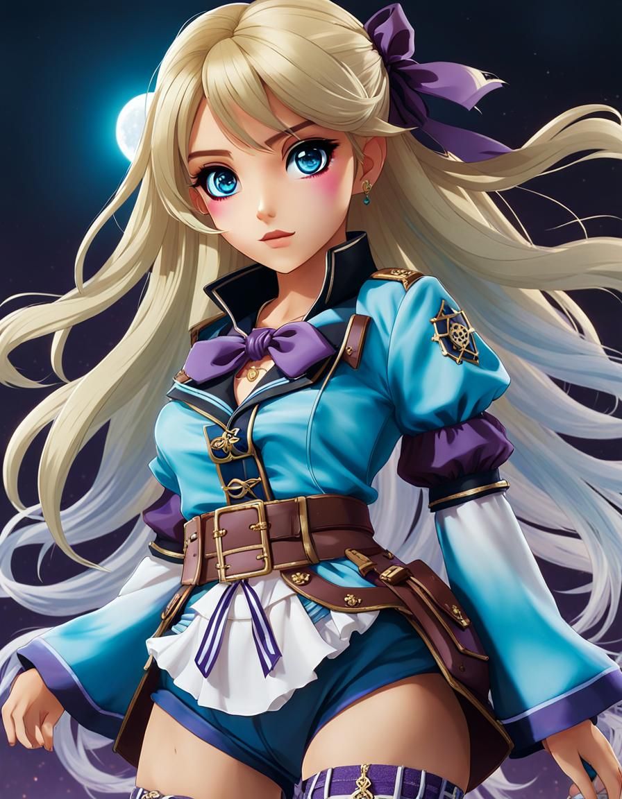 Anime Ghost Pirate Waifu in Studio Trigger Style