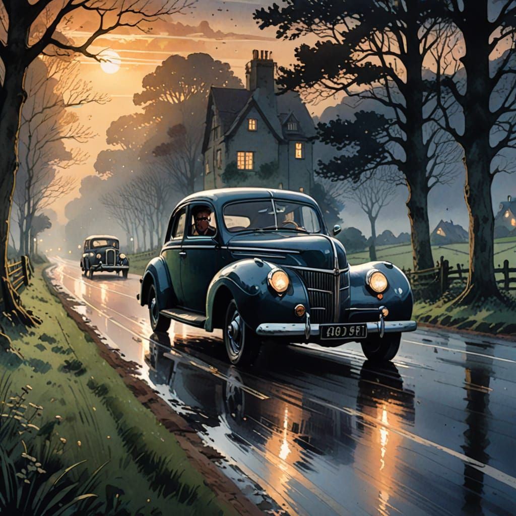 Vintage Couple Embarks on Dreamy Nighttime Drive in a 1940 F...
