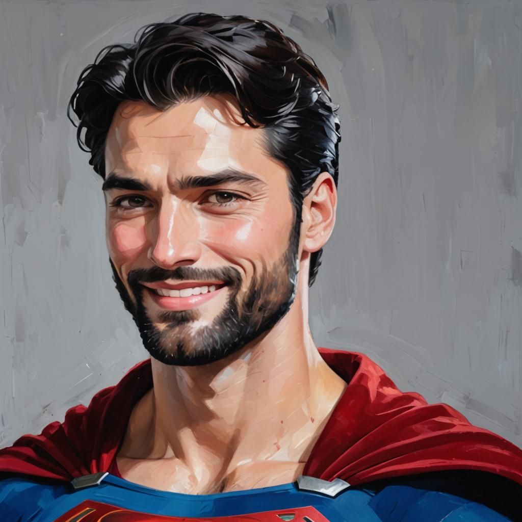 Handsome Young Superman in Neo-Impressionist Style