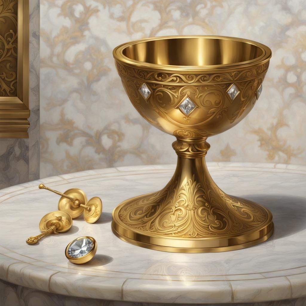 Golden Chalice with Diamond in Classic Style