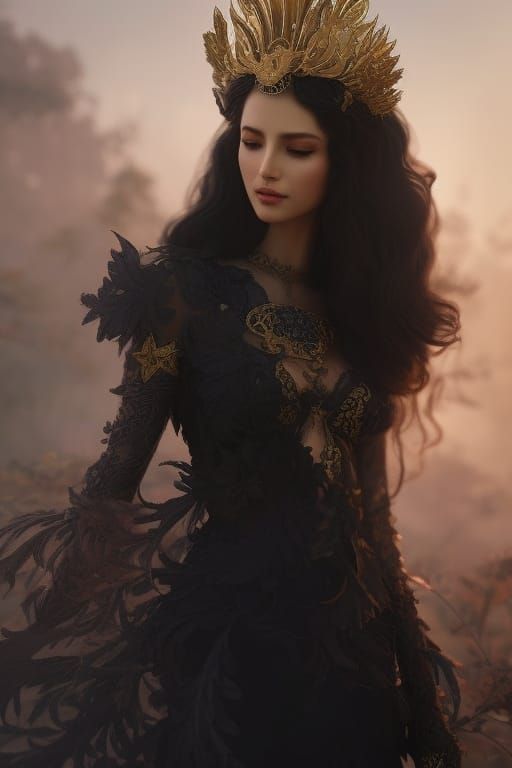 Greek Goddess Portrait in Exotic Garden