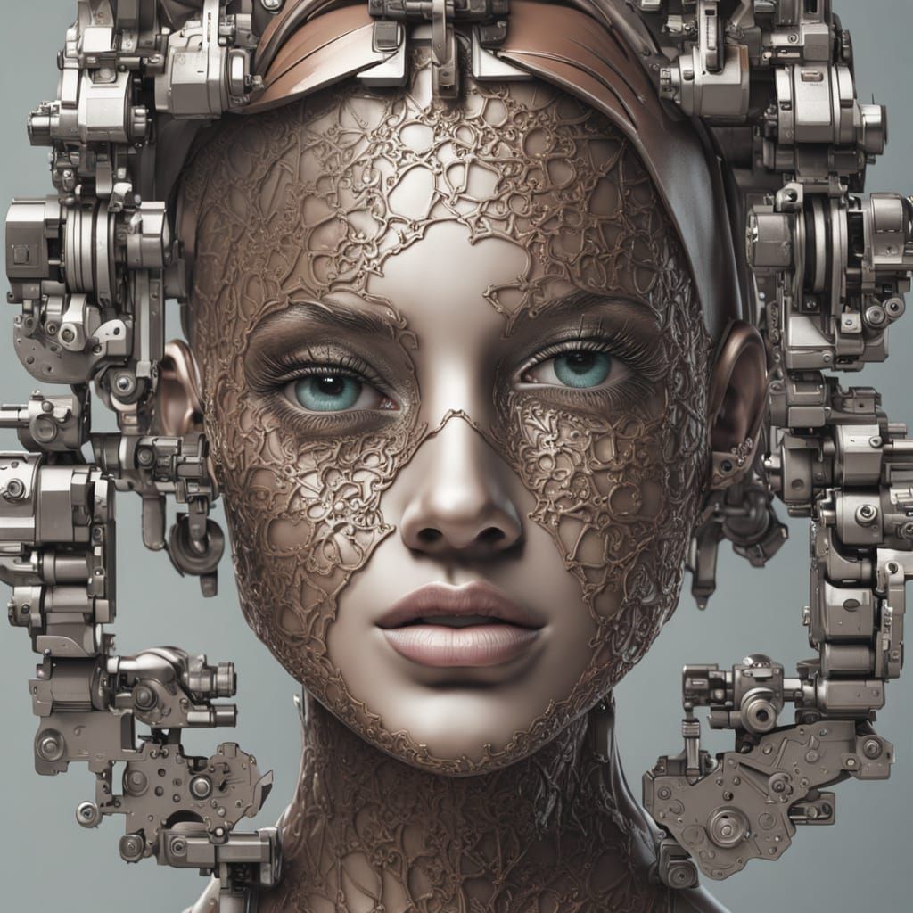 Detailed AI Expression in Hyperrealistic Digital Art