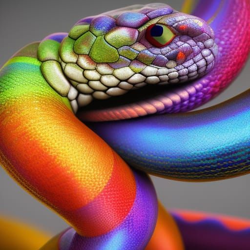 Beautiful Rainbow Snake in Detailed Matte Painting