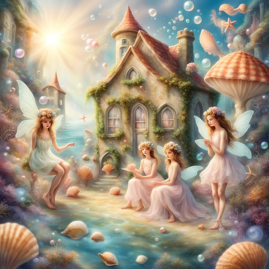 Underwater Fairy Village with Seashell Houses