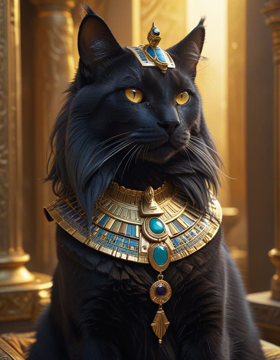 Pharaoh Cat Portrait in Golden Light