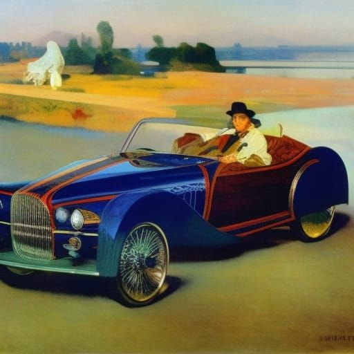 Vampire Lord Rides Mustang, Art Nouveau Style