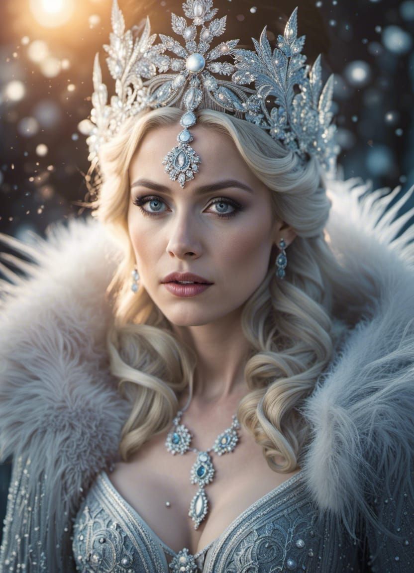 Snow Queen Goddess in Detailed Matte Painting