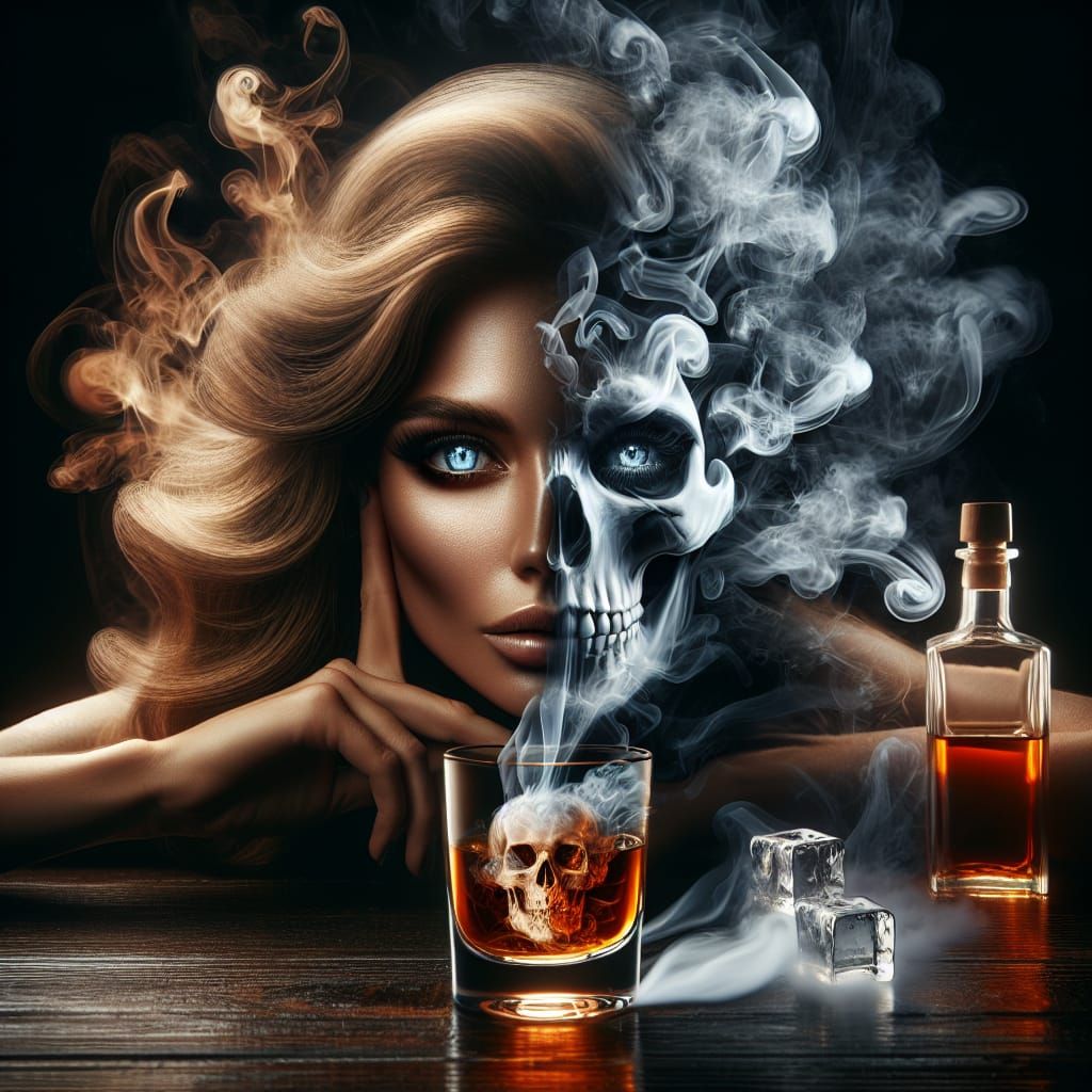 Smoke and Whiskey Siren in Haunting, Ethereal Atmosphere
