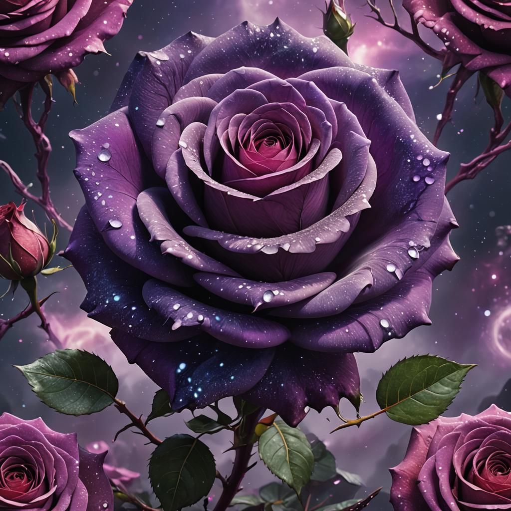 Mythical Galaxy Rose in Detailed Fantasy Art