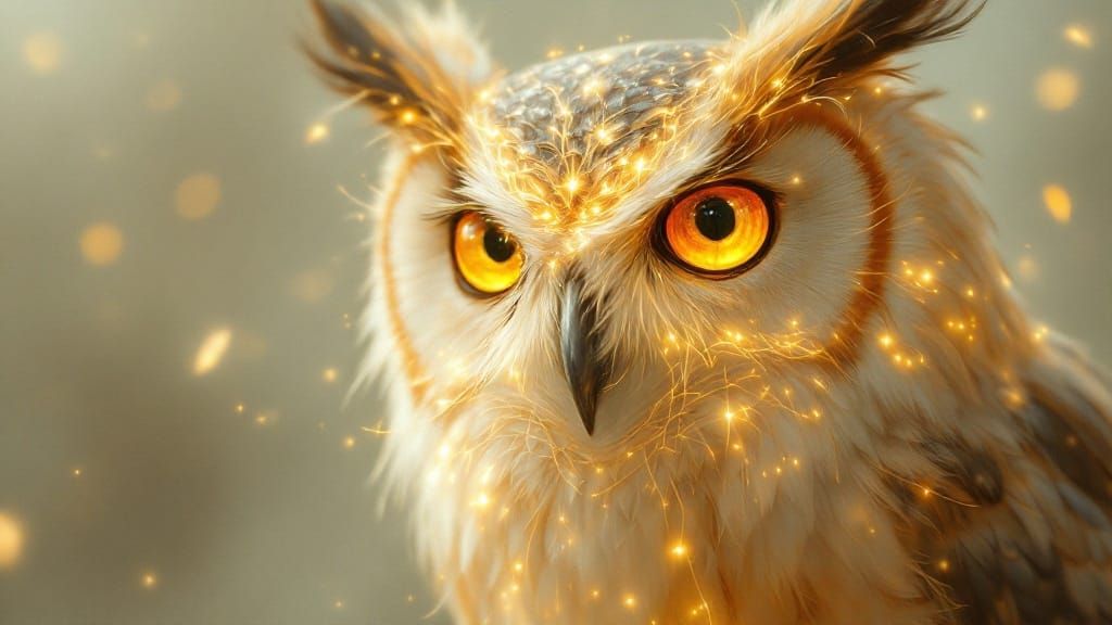 Luminous Owl of Knowledge: Digital Light Art