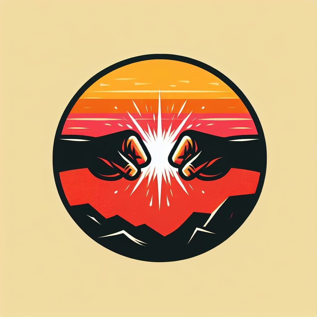 Fists Bump Logo in Simplistic Vector Style