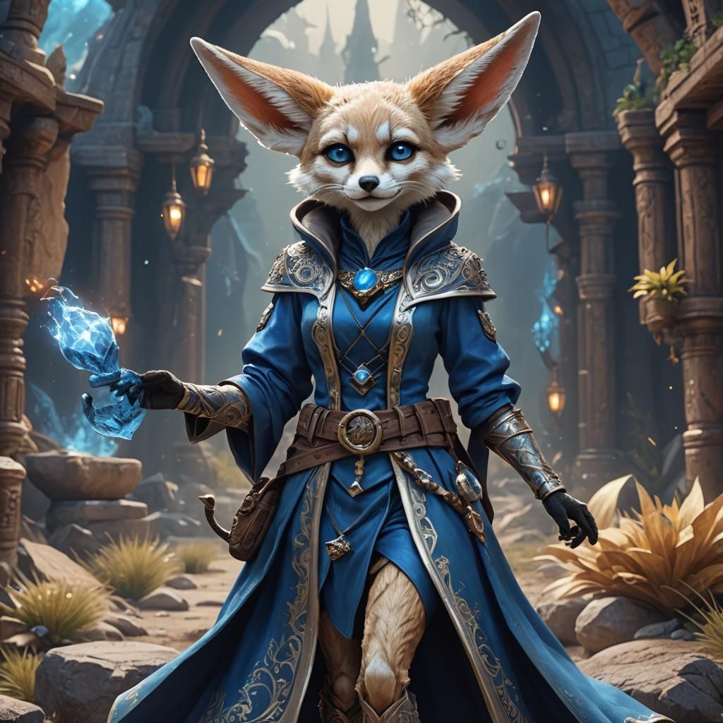 Fennec Fox Sorcerer in Blue Outfit