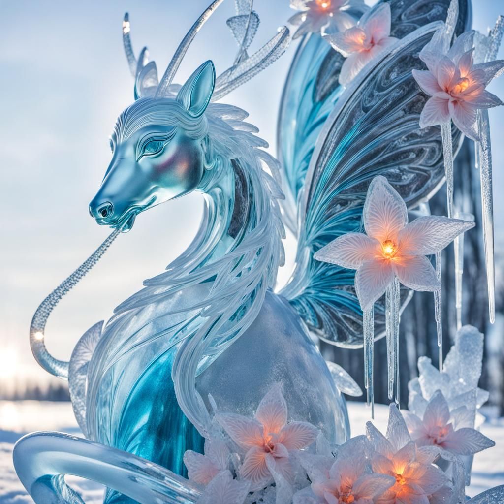 Ice Fairy Creates Bioluminescent Sculpture