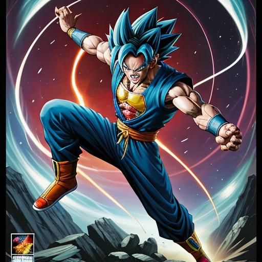 Vegito, Saiyan Warrior in Comic Book Style