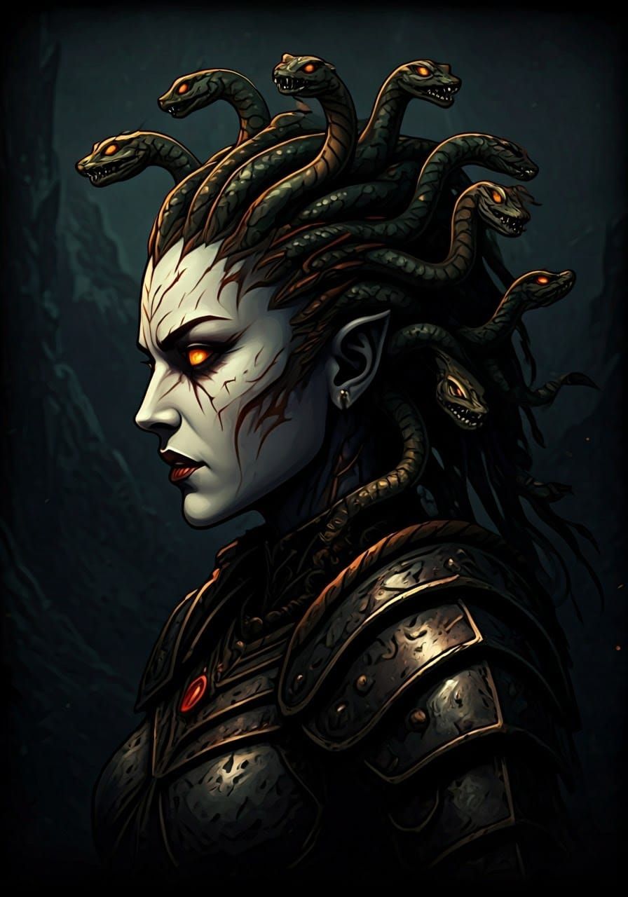 Medusa in Darkest Dungeon Style