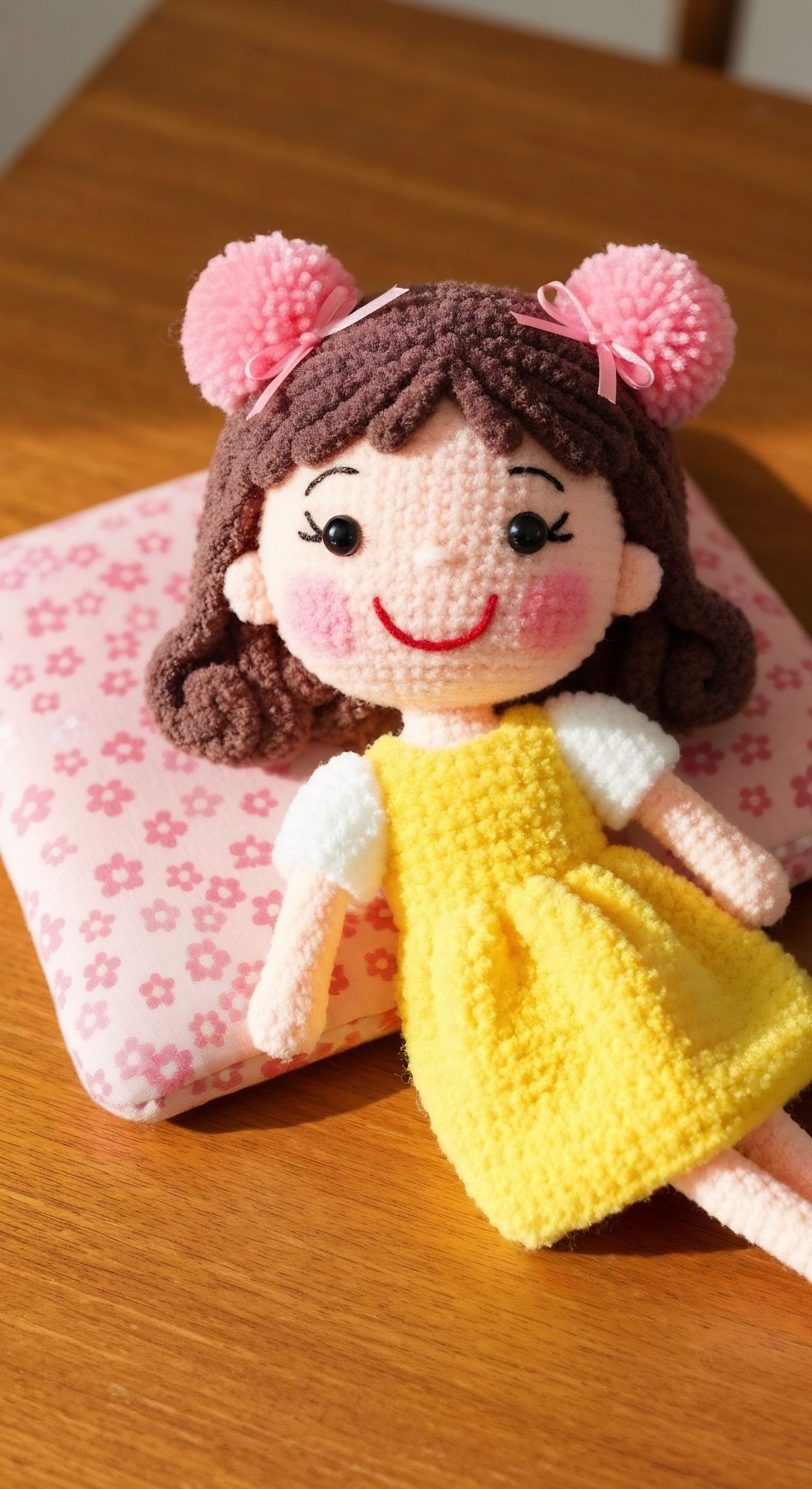 Pom-Pom Doll with Smiling Expression