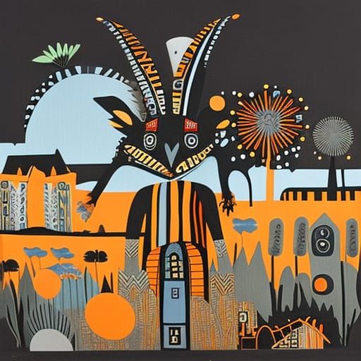 Giant Bunny Kaiju Dreamscape: A Surreal Art Piece