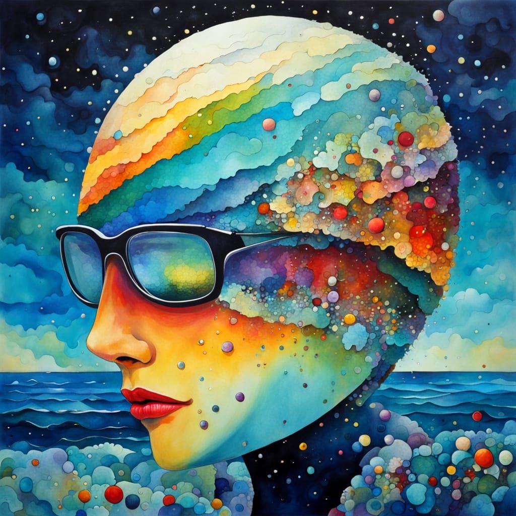 Whimsical Seashore Surrealism in Vibrant Colors