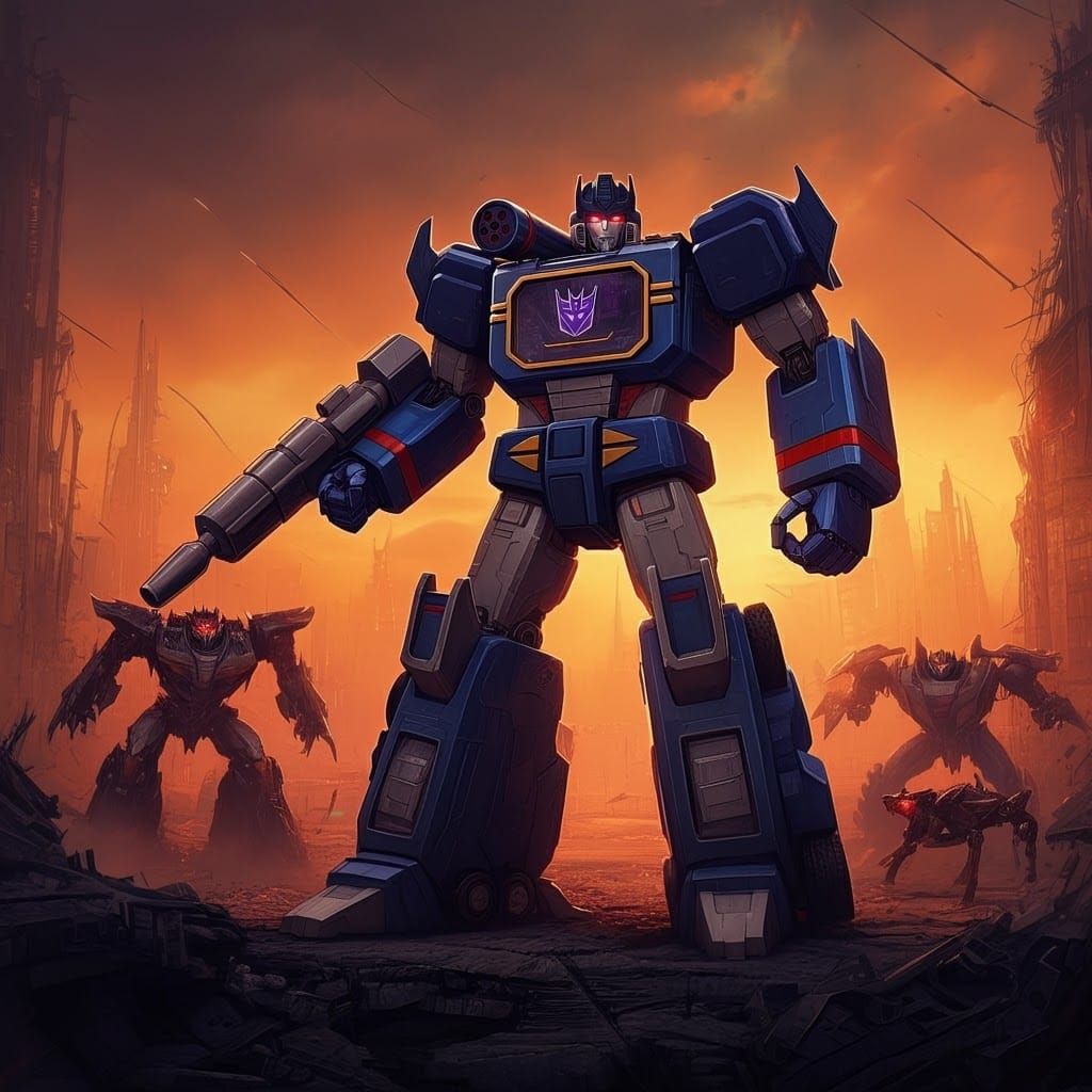 Soundwave Ejects Ravage with Minions in Cyberpunk City