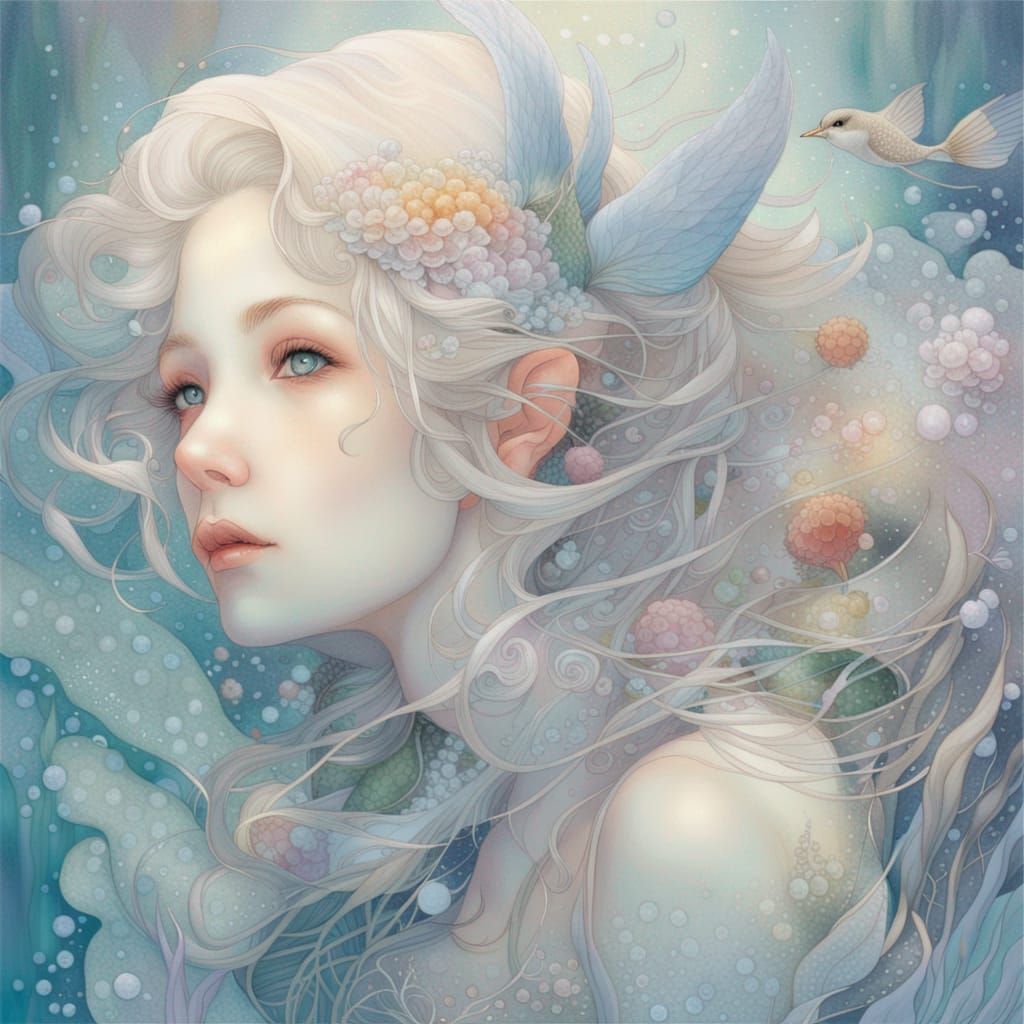 Ethereal Mermaid Portrait in Fantasy Style