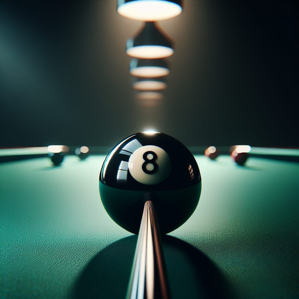 Glossy 8-Ball Pool Table Scene in Hyper-Realistic Style