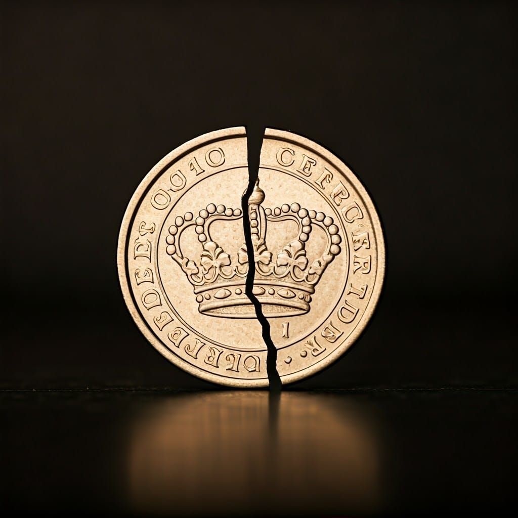 Coin Featuring Broken Medieval Crown Image