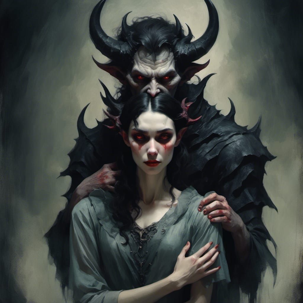 Dark Fairytale: Demon's Embrace, Digital Painting