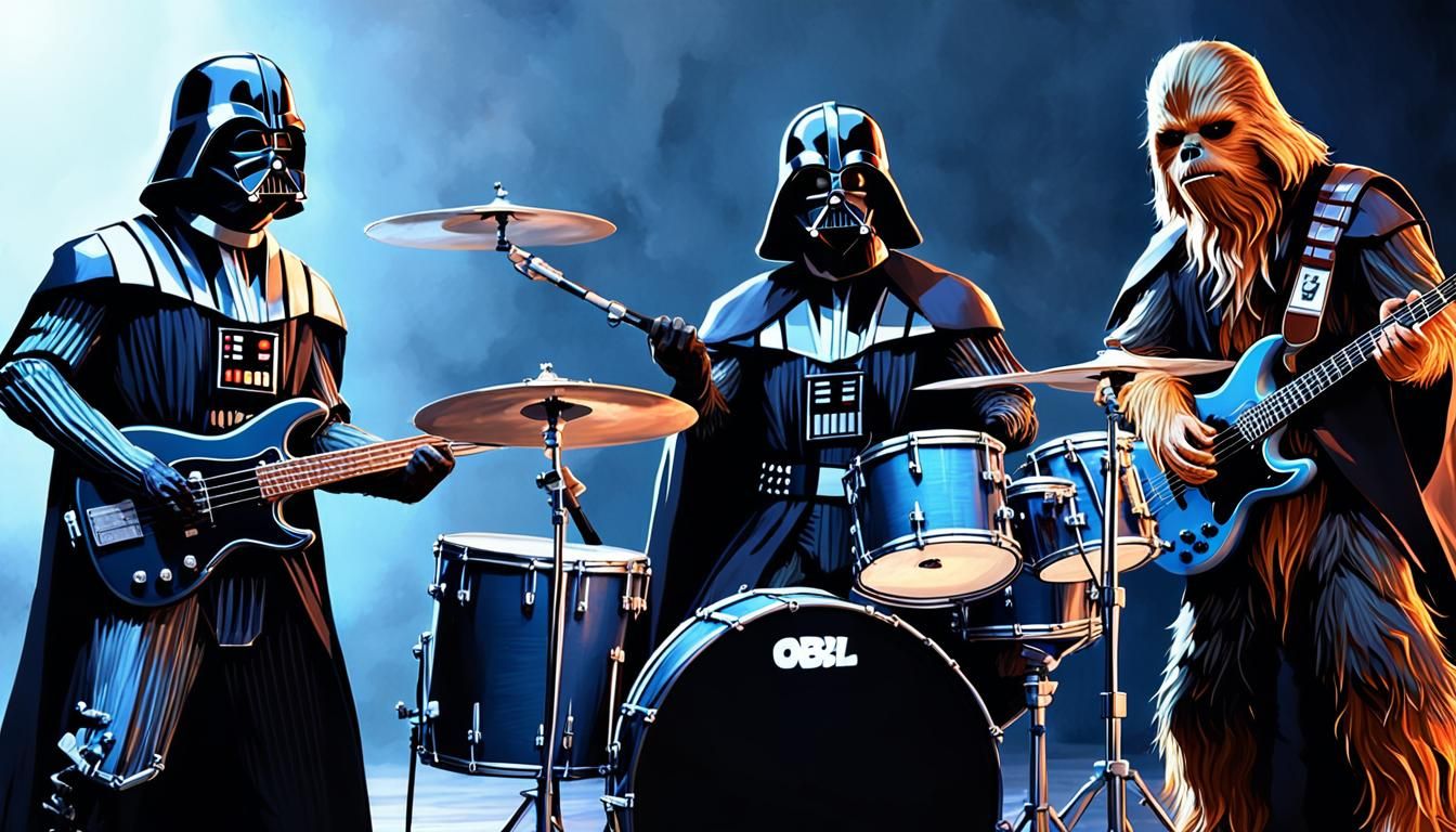 Heavy metal band: Darth Vader on Drums, Obi-Van Kenobi on Ba...
