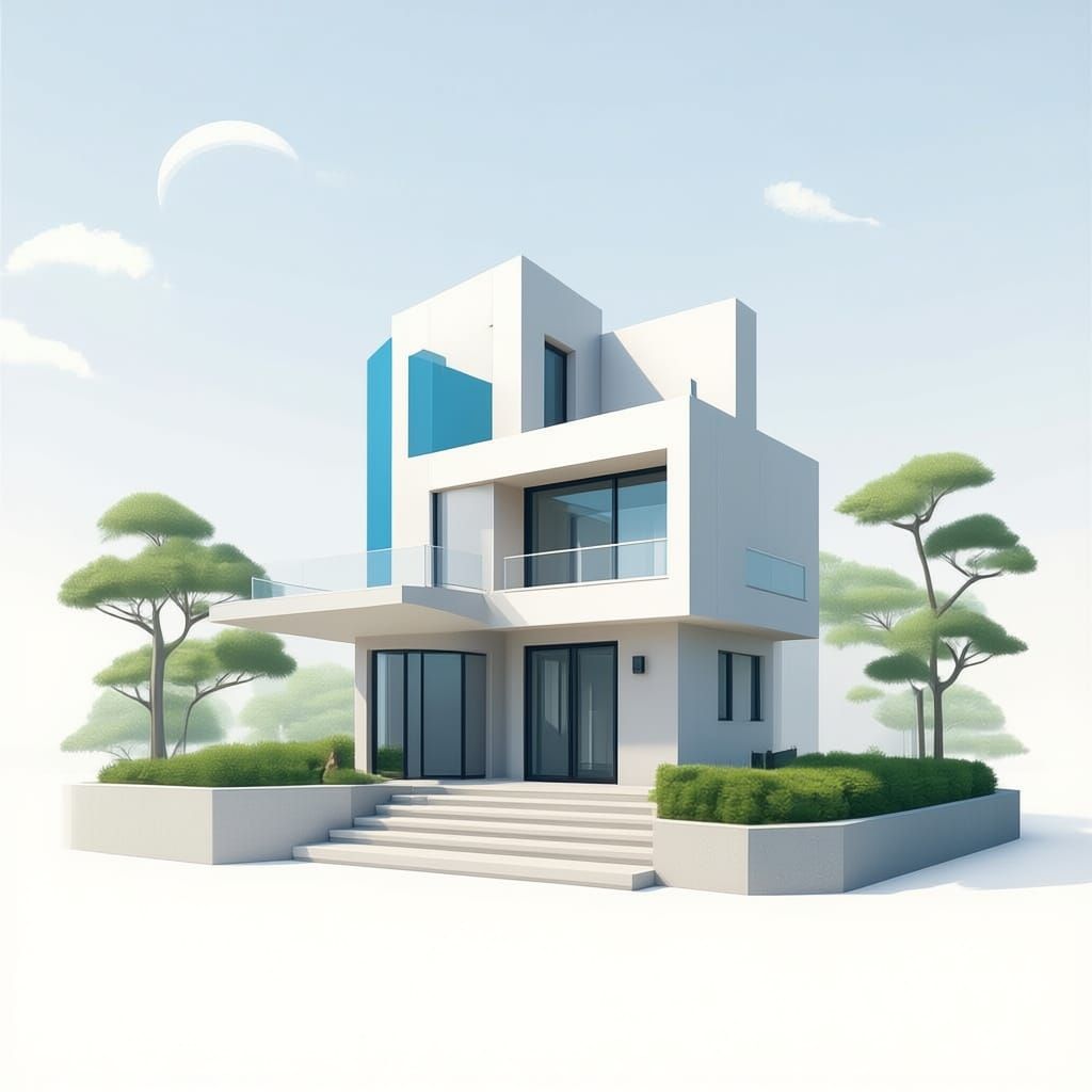 Ribbon Transforms into Stylized Building Silhouette with Blu...