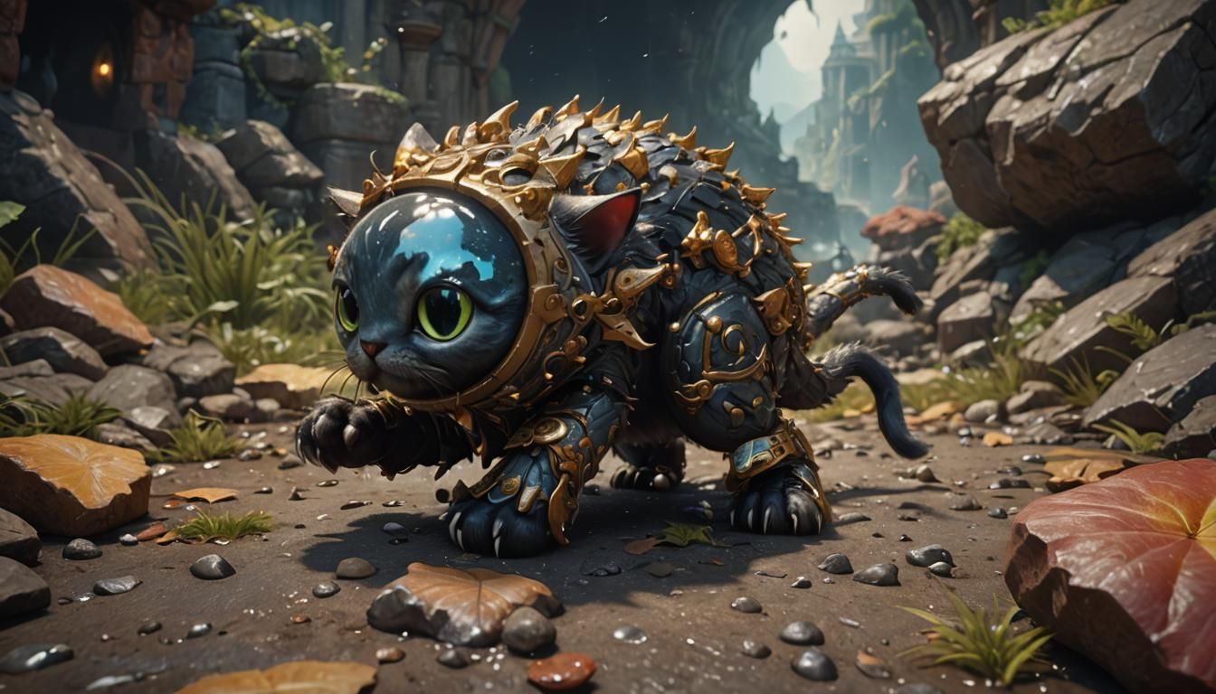 Cute Cuddly Kitten in Detailed Matte Painting