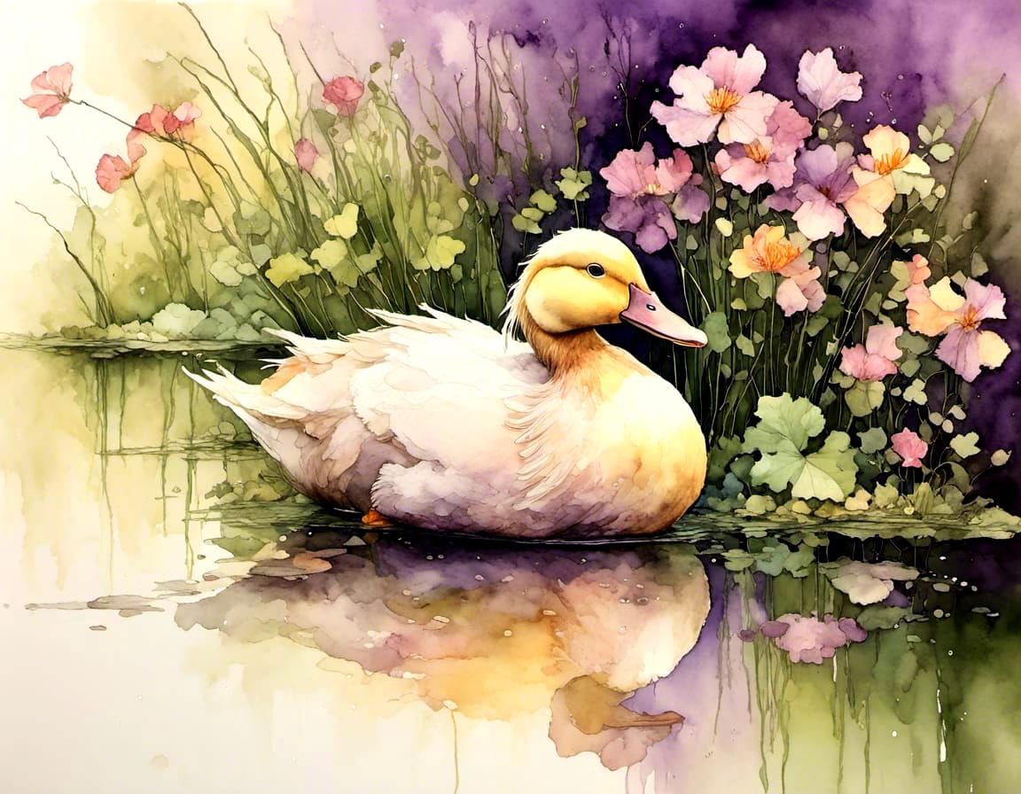 <lora:OneColor-Landscape:1.0> jemima puddle duck