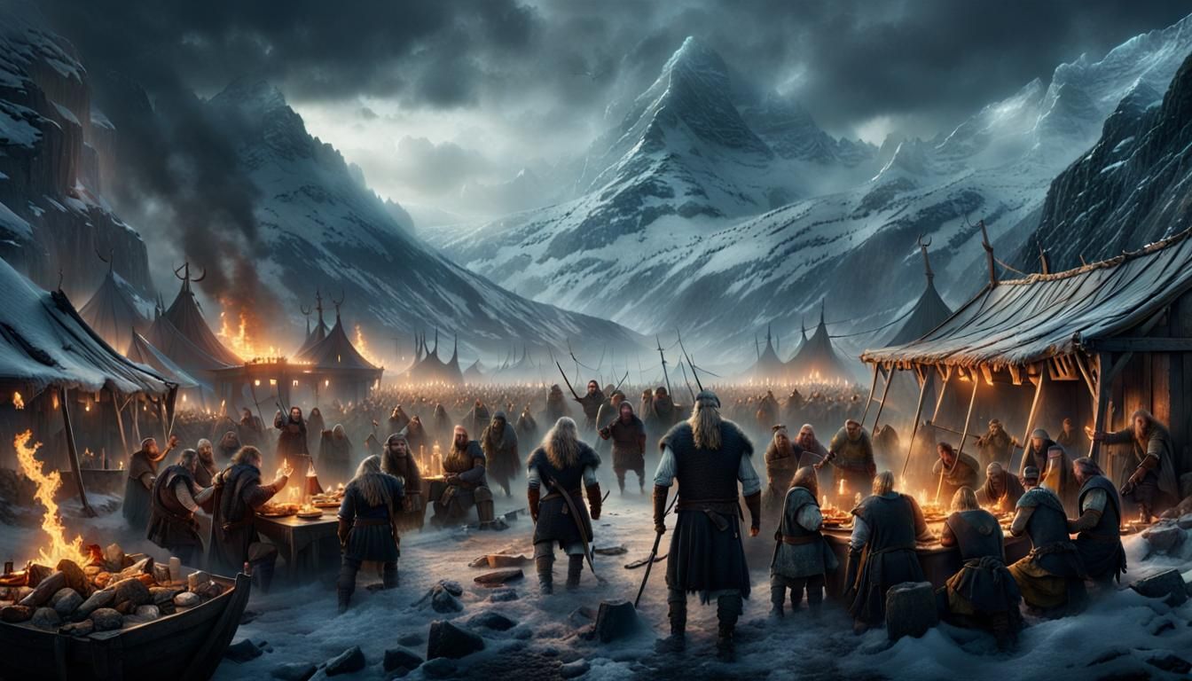 Vikings Feast in Valhalla: Epic Digital Matte Painting