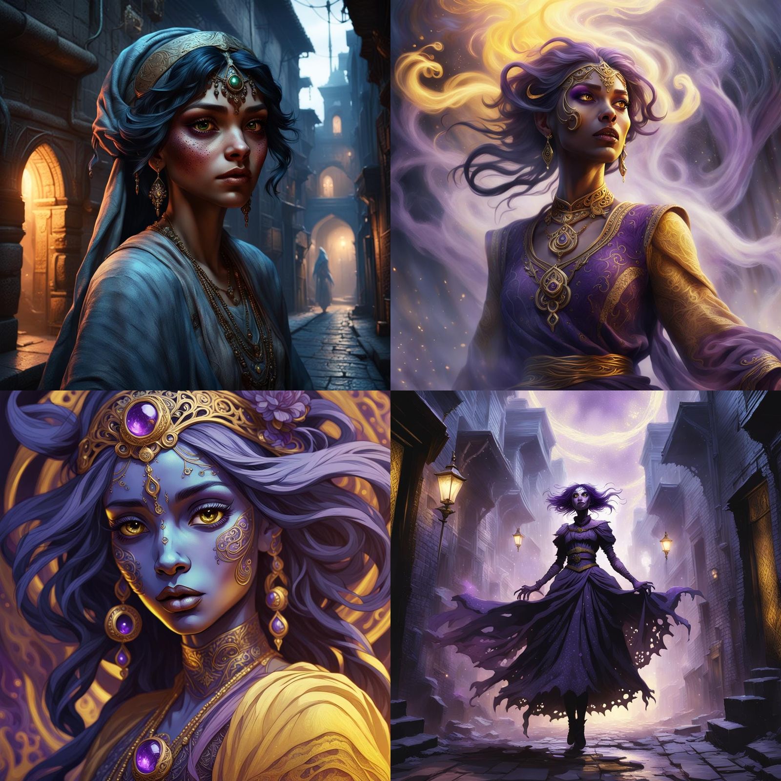 Female Djinn as Little Girl in Dark Fantasy Style