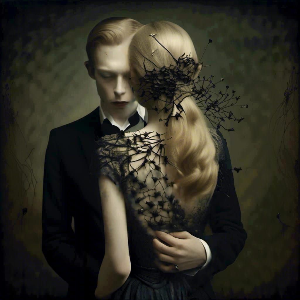 Entangled Heartbreak: Surreal Portrait of Love and Loss