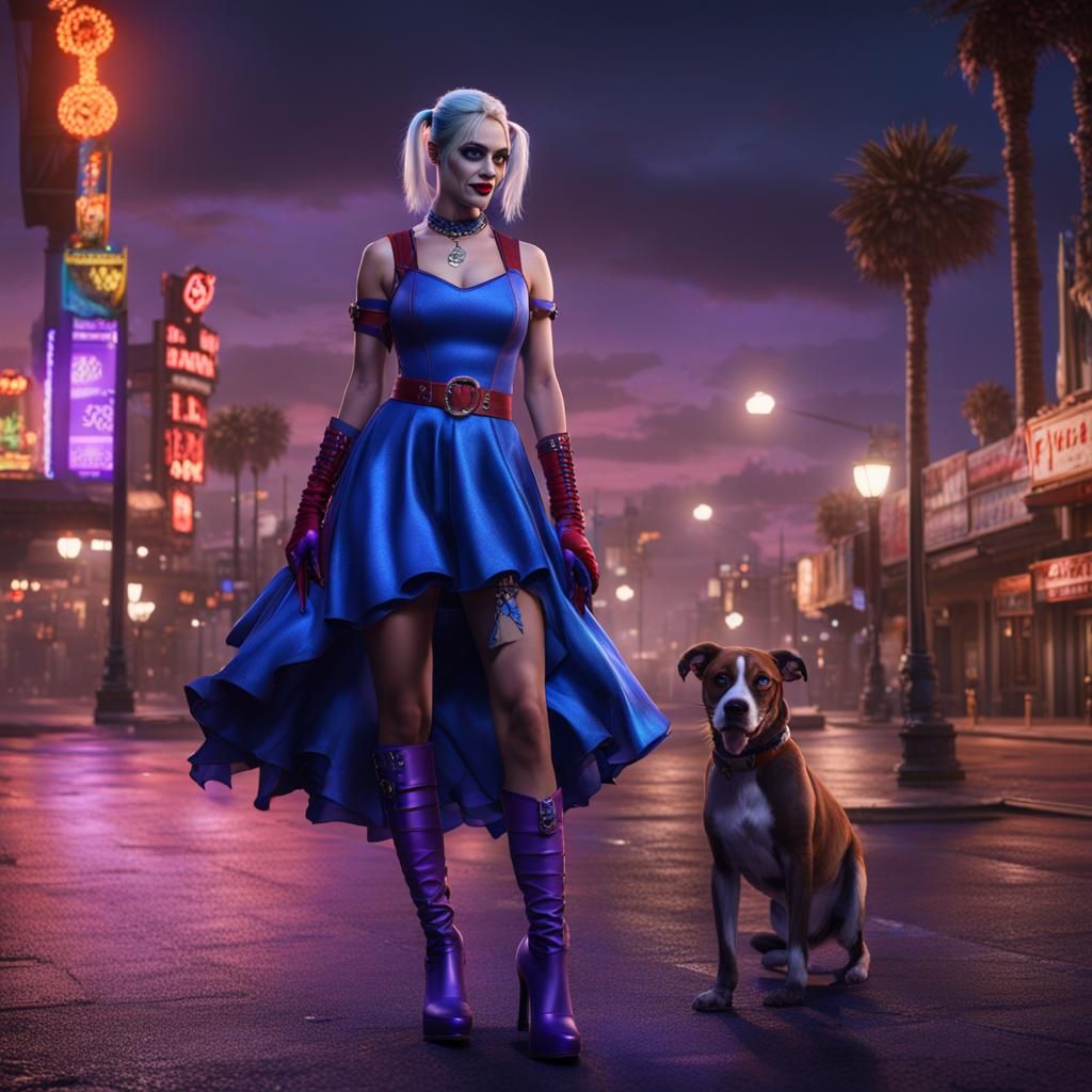 Harley Quinn in Blue Dress at Daytona Beach