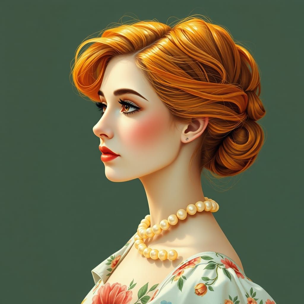 Delicate Portrait of a Woman in Watercolor Style