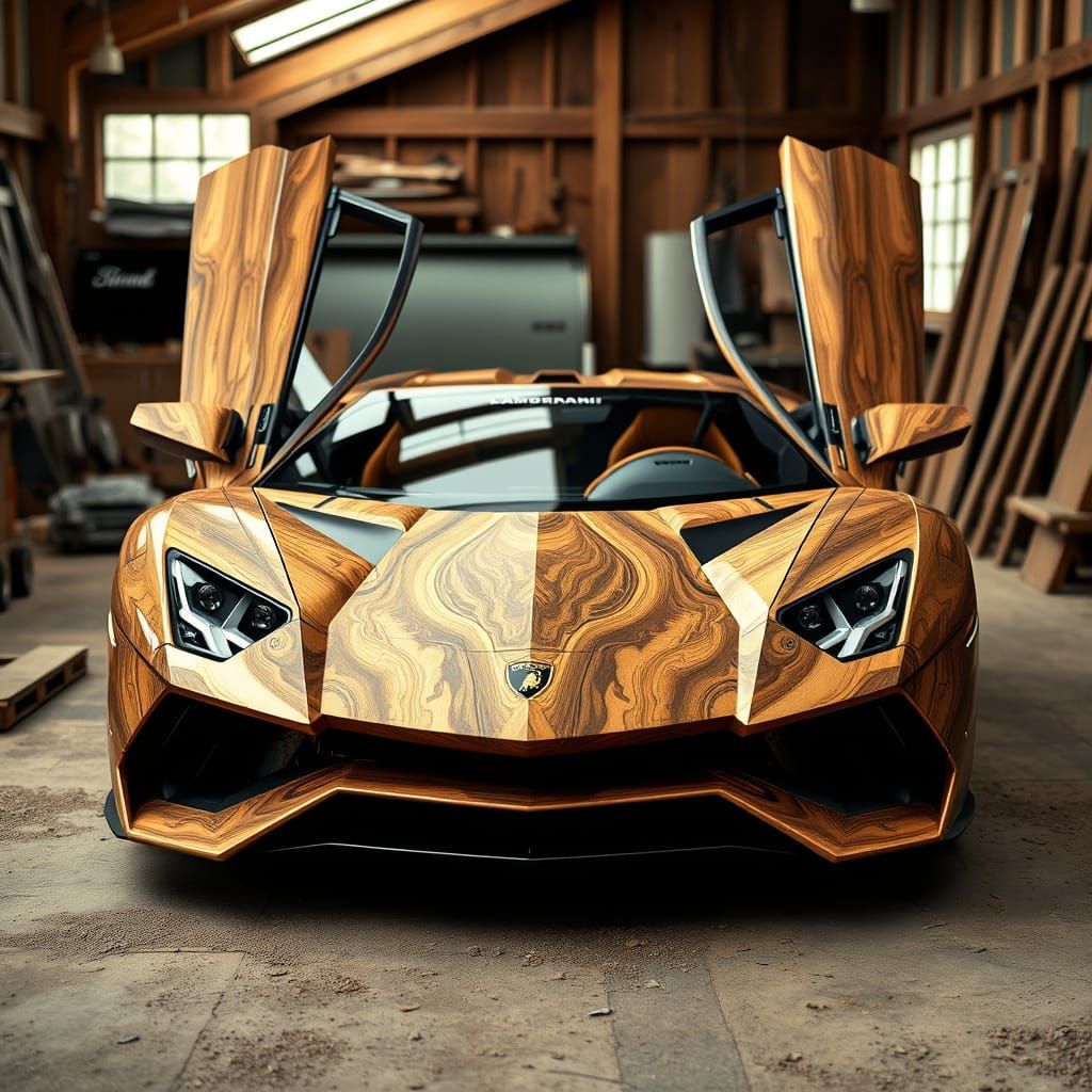 Wooden Lamborghini Aventador: Rustic Automotive Craftsmanshi...