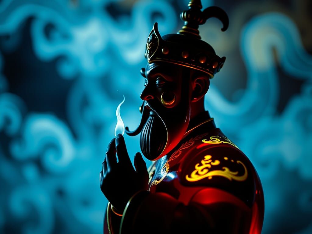 Mystical Oriental Genie Emerges from Bourbon Bottle