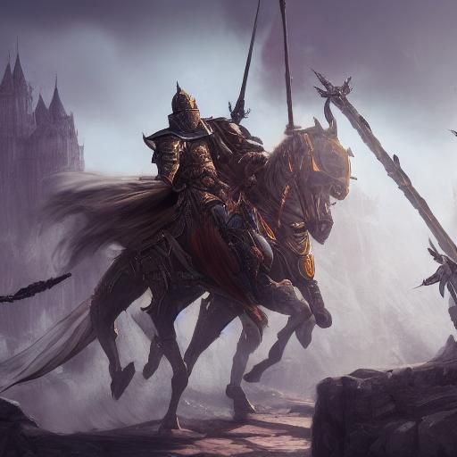 Black Knight Jousts White Knight: Detailed Matte Painting