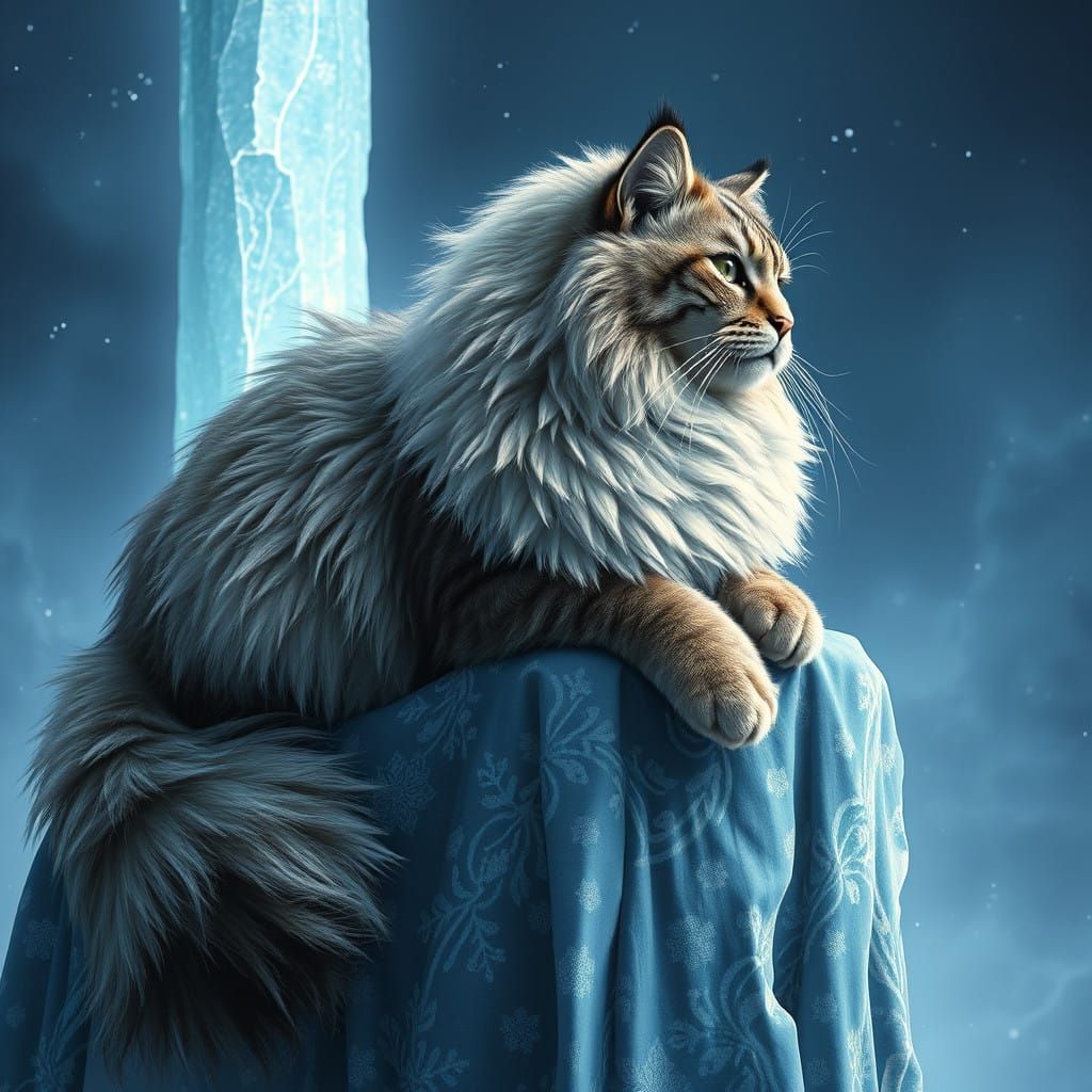 Majestic Siberian Forest Cat Reigns Over Frozen Realm