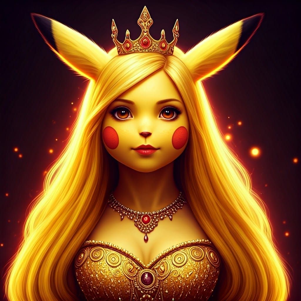 Glowing Princess Pikachu Gala Portrait in 8K