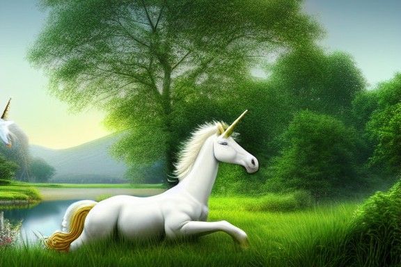 Unicorn and Sleeping Girl: Fantasy Digital Art