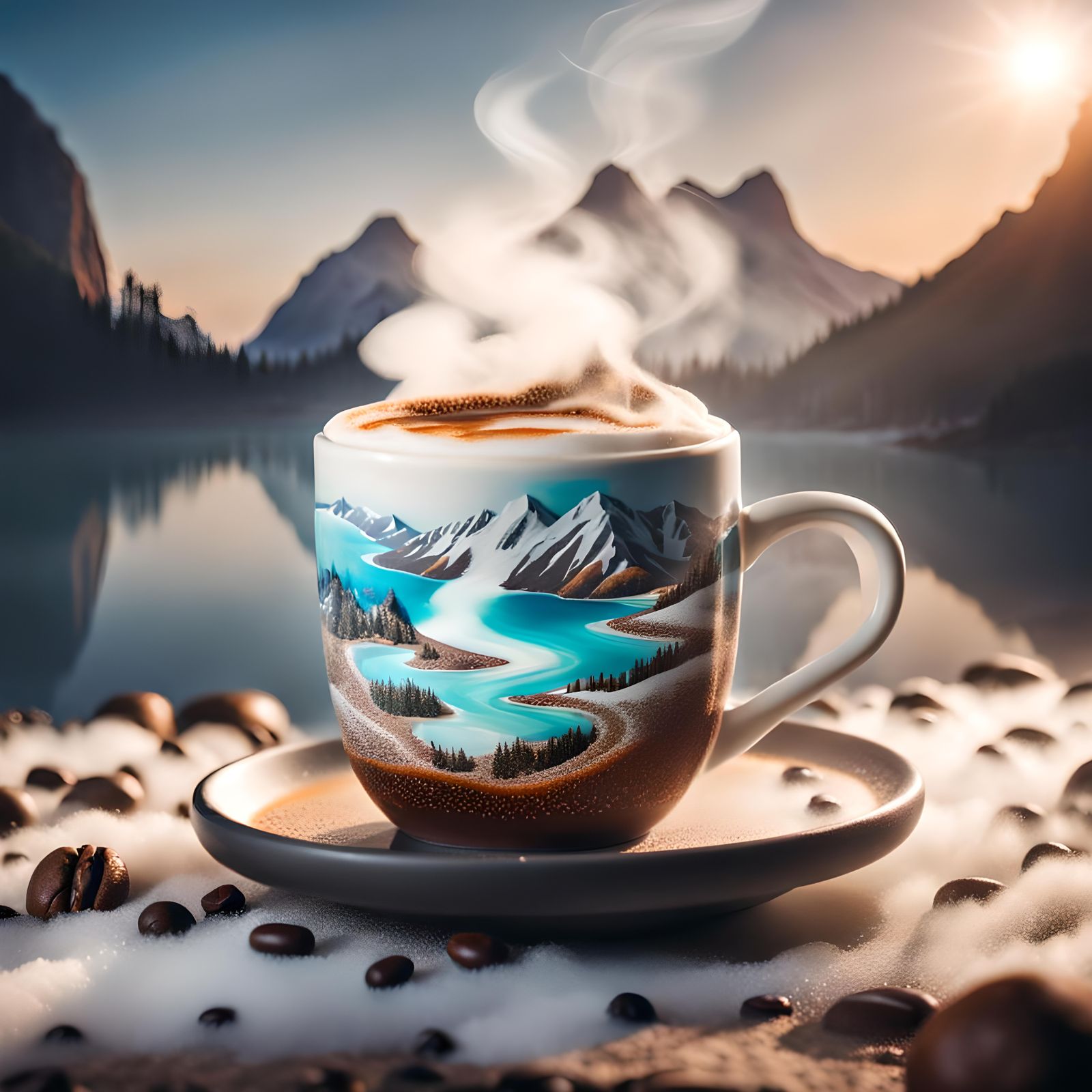 Coffee Cup Landscape: A Vibrant Macro Shot