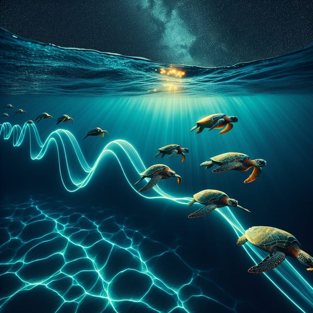 Sea Turtles in Gulf Stream Bioluminescence