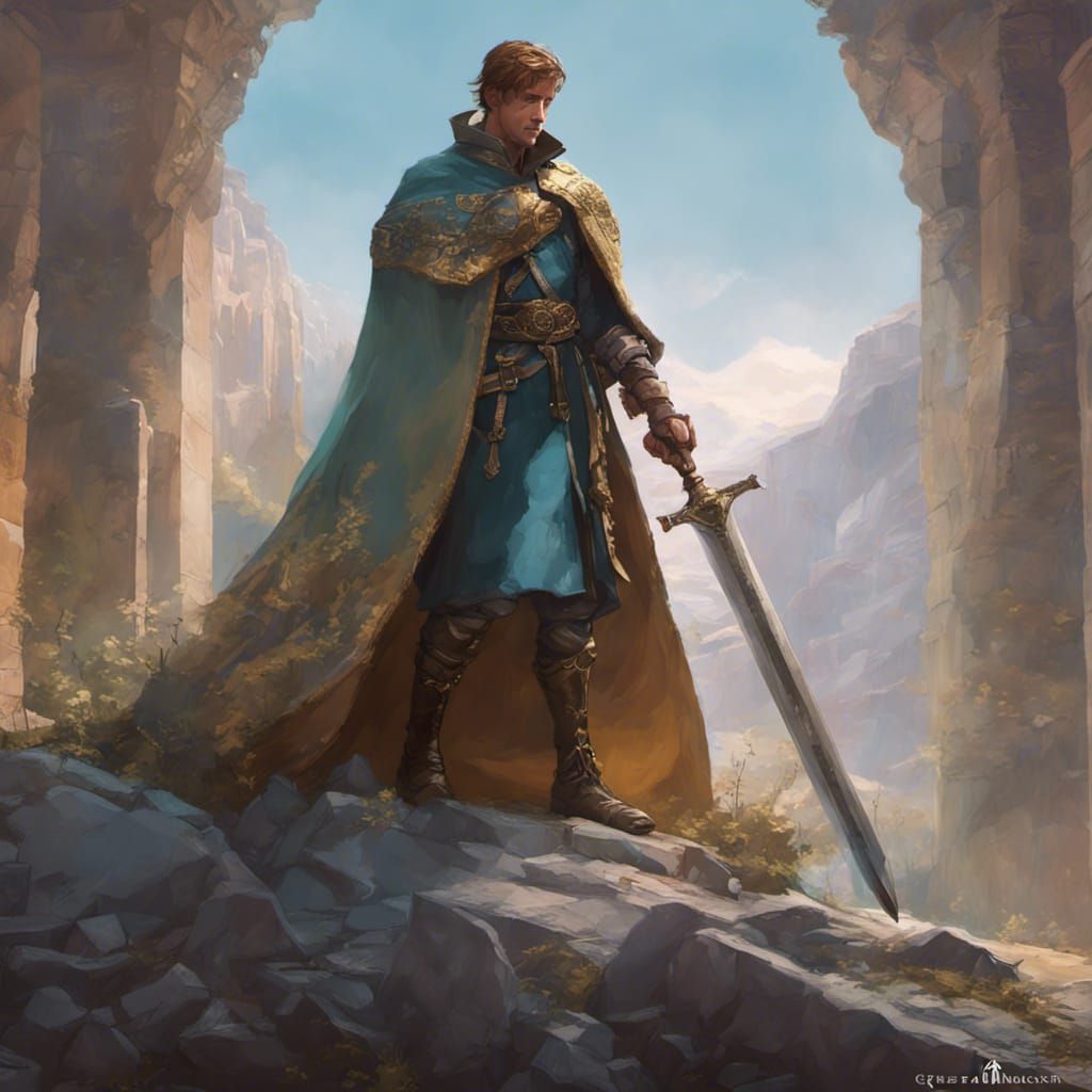 Prince Arthur Pulling Sword, Art Nouveau Style