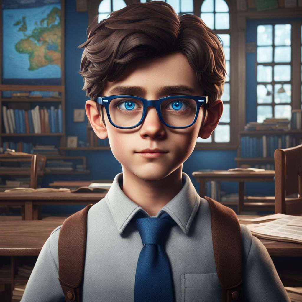Boy with Glasses: Detailed Matte Painting