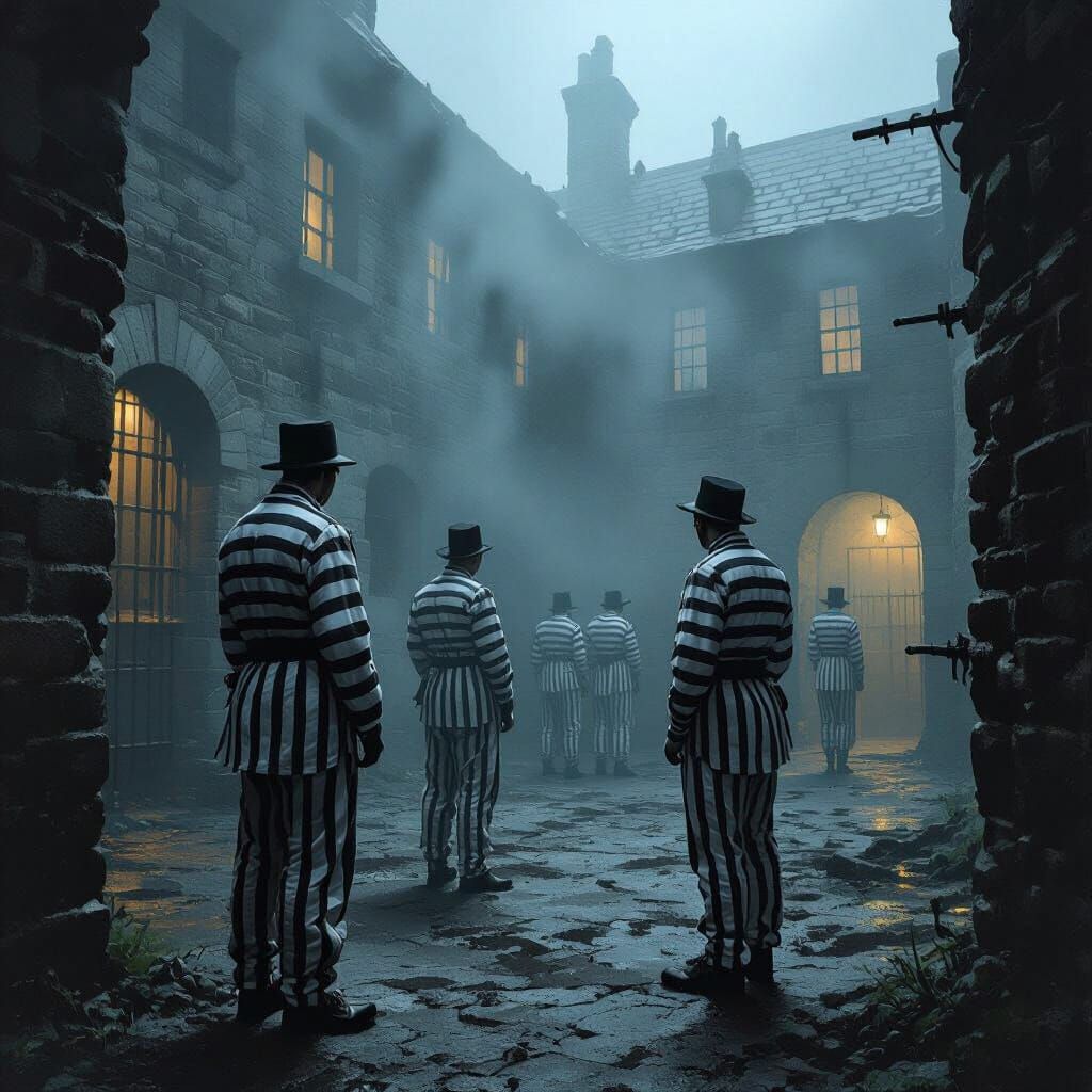 British Prisoners in Foggy Dickensian Jail