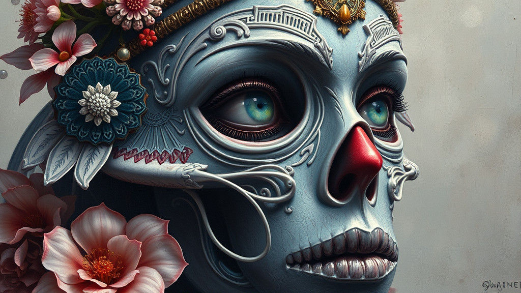 Ornate Subject as Gouache Painting in Contemporary Style